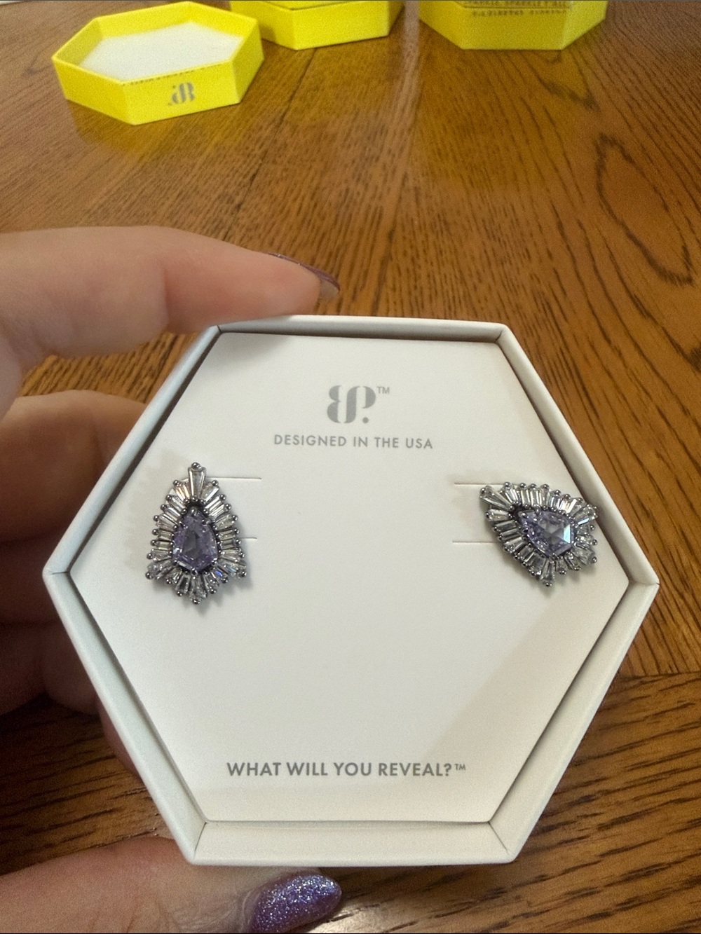 BaubleBar Purple Teardrop Crystal Stud Earrings with Silver Accents